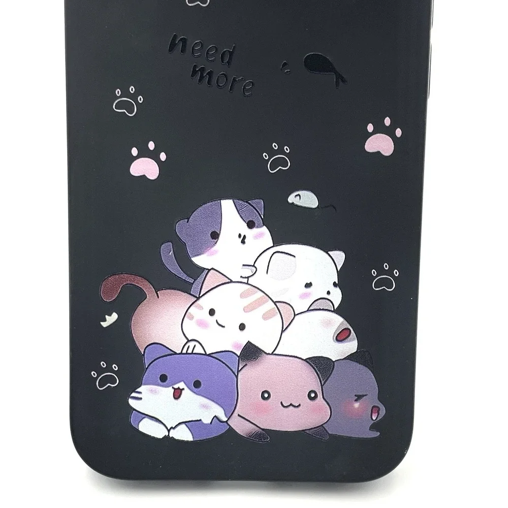 New iPhone 13 Cute Cat Stack Phone Case Paw Print Kawaii Black‎
